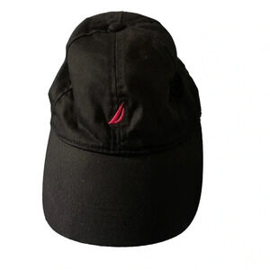 Nautica women black adjustable hat with pink logo